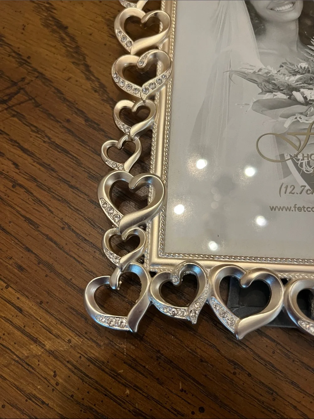 Fetco Silver Heart Accent Photo Frame, 5x7